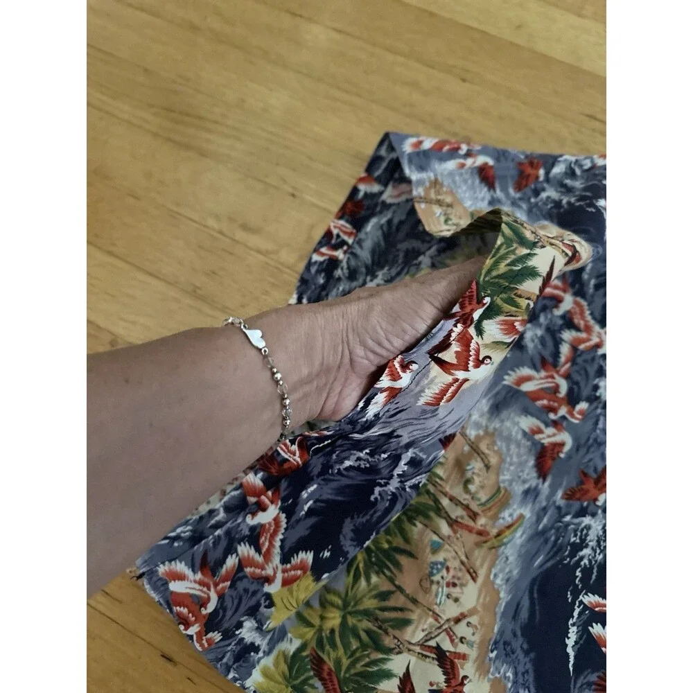 vintage hawaiin pillow case palms birds tropical print people coast ocean pri